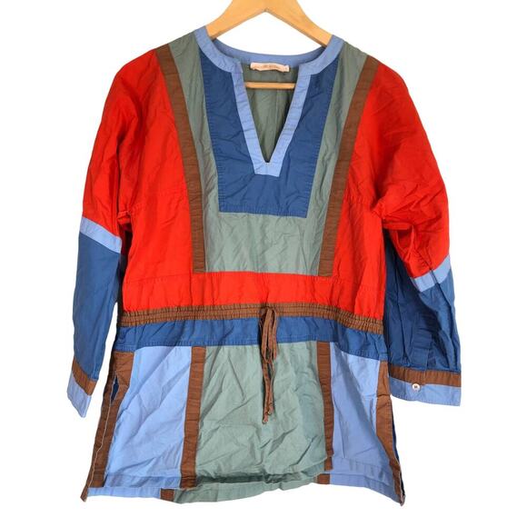 Tory Burch Colorblock Tunic Top Poplin V Neck  US 6 - Picture 4 of 16